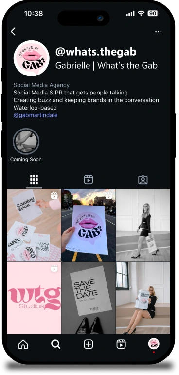 iPhone showing What's the Gab Instagram page